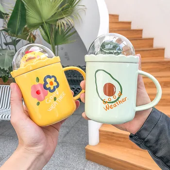 

Net Red Pastoral Animal Micro Landscape Ceramic Cup Cute Cartoon Small Fresh Mug Cup Couple Art Cup Coffee Mugs Cups and Mugs