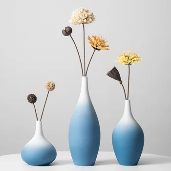 

Blue Matte Fresh Ceramic Small Vase Decoration Personality Art Home Living Room Table Flower Flower
