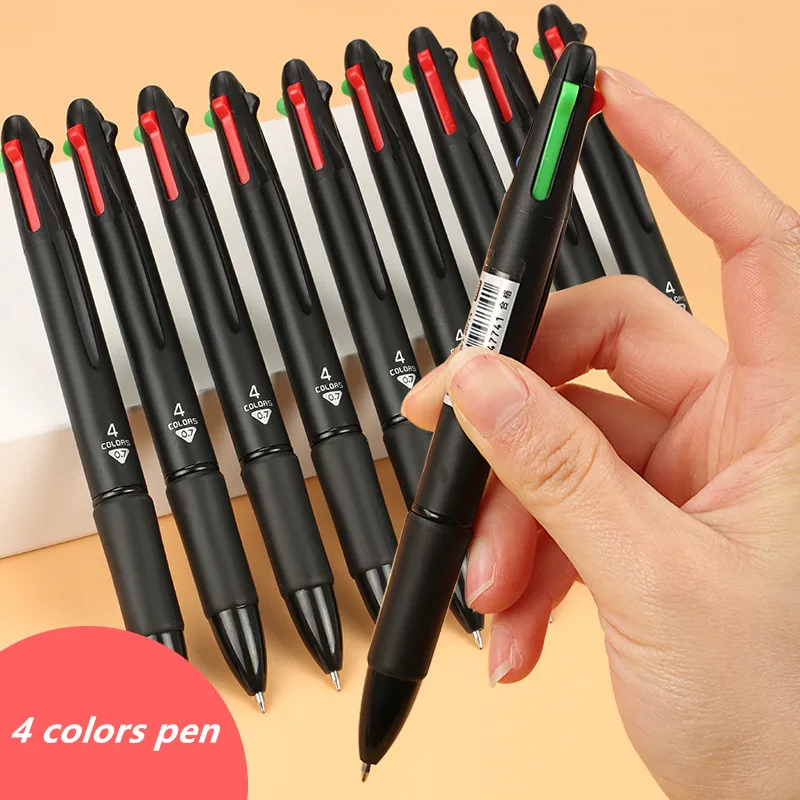 

4 Colors Ballpoint Pen Colorful Pen 0.7mm Red Green Blue Black Refill Stationery School Chancery Office Supply Material