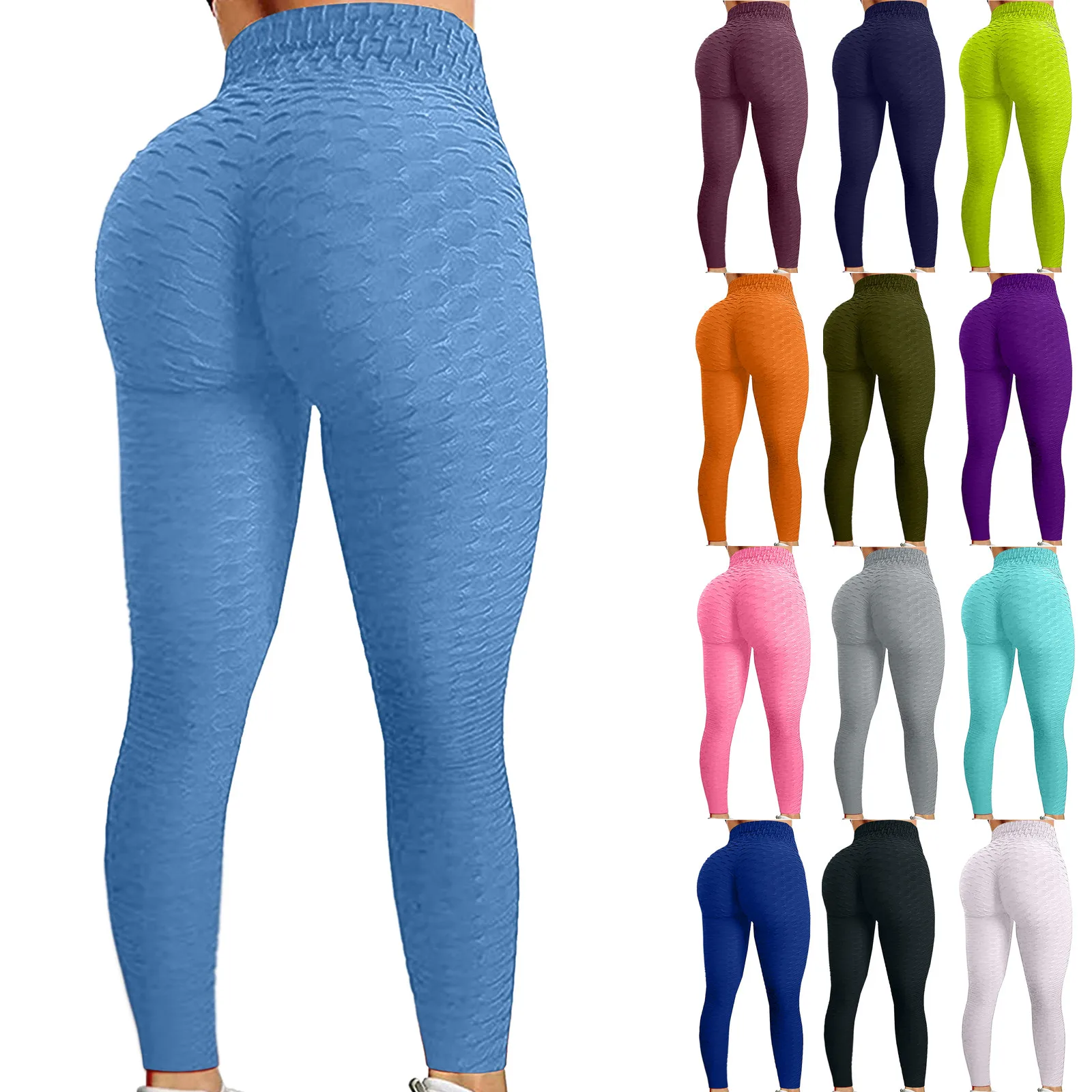 High Waist Yoga Pants Leggings Women Bubble Hip Lifting Exercise Fitness Running Pants Elastic Tights Колготки Штаны Женский