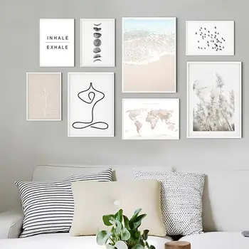 

Autumn Plant Beige Beach Landscape Nordic Posters And Prints Wall Art Canvas Painting Wall Pictures For Living Room Home Decor