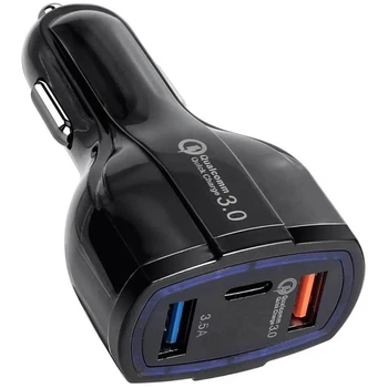 

Car Charger- Quick Charge 3.0-Dual USB [7A] Quick Charge 75% Faster USB Port +Type C
