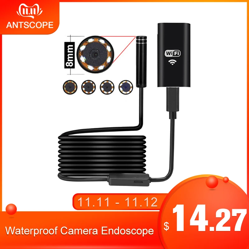 Preise Antscope 8mm Wifi Endoskop HD Kamera für Android iPhone Endoskop 2 5 10M 1200P Endoskop Inspektion Rohr wasserdichte Kamera 19