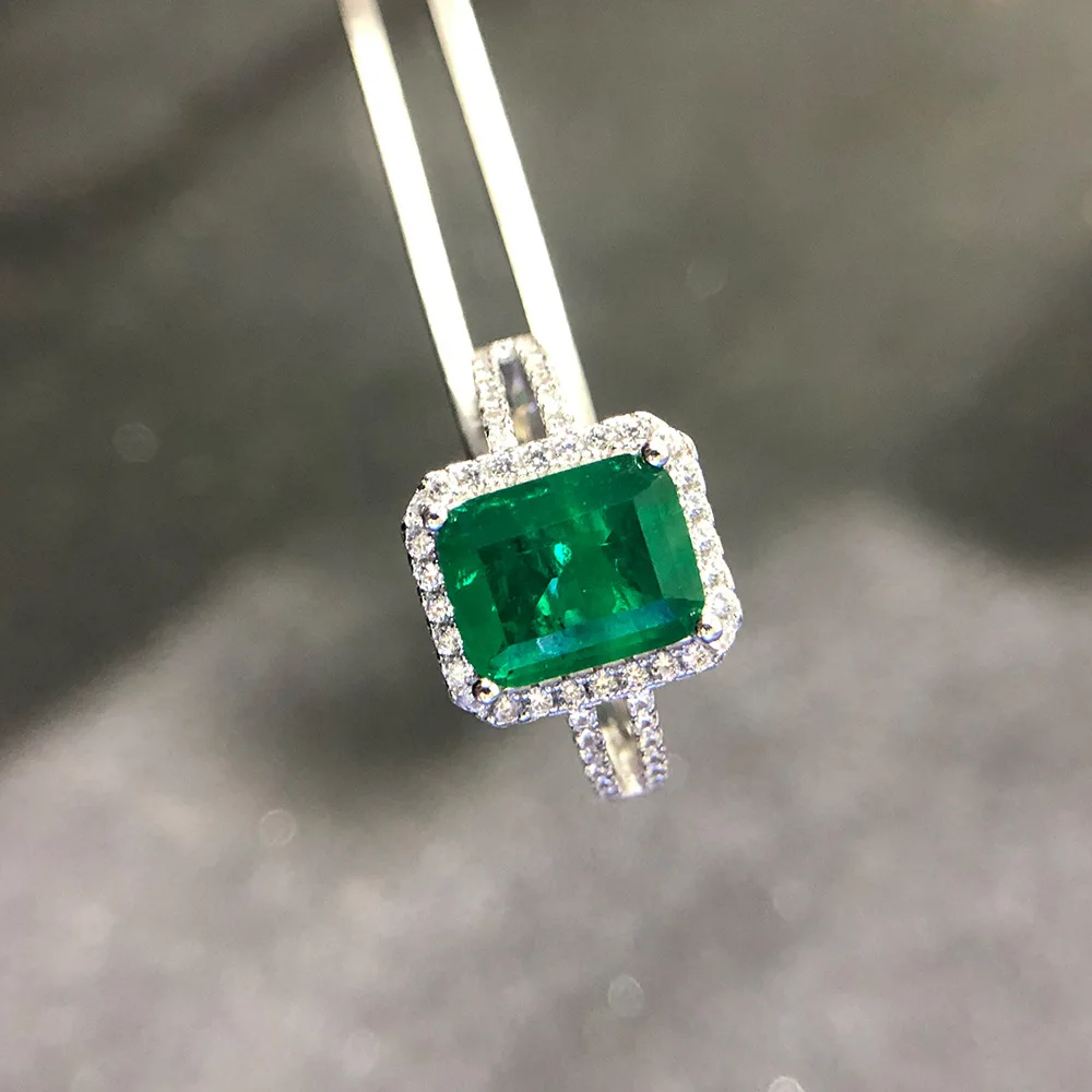Kopen Pansysen Luxe Top Kwaliteit Emerald Ringen Voor Vrouwen Wedding Engagement Cocktail Ring 100% 925 Sterling Zilveren Fijne Sieraden Gift