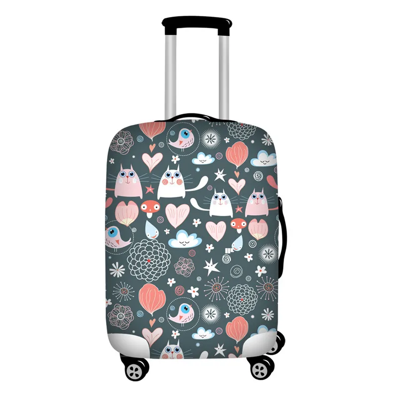 Twoheartsgirl Cartoon Floral Cat Giraffe Luggage Protective Dust Cover Waterproof 18''-32'' Suitcase Cover Traveling Accessories - Цвет: Z5462