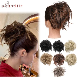S-noilite 45 г резинка для волос булочка пончик-шиньон синтетические волосы для наращивания Высокая температура волокна поддельные волосы кусок для женщин - изображение