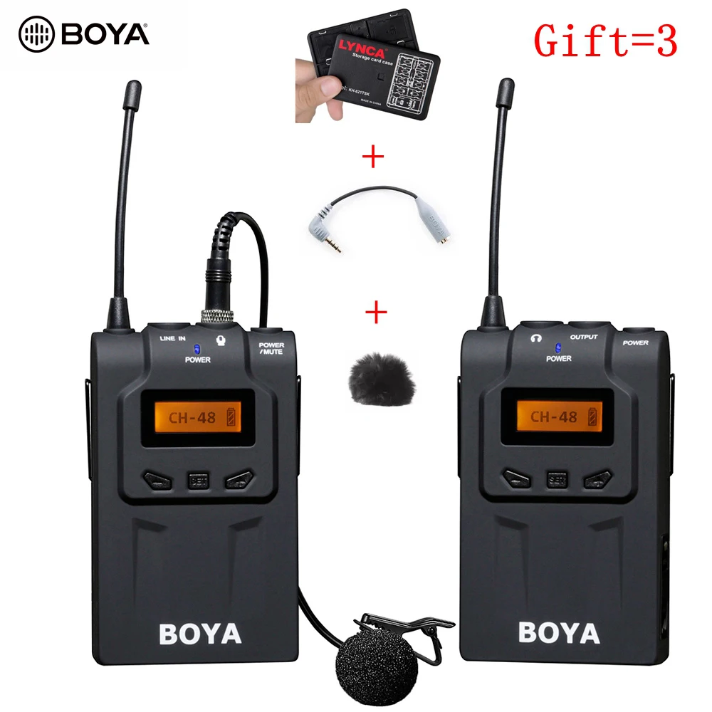 BOYA BY-WM6 Профессиональный Беспроводной микрофон Системы 48 канала всенаправленный петличный микрофон для цифровой зеркальной видеокамеры