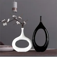 Классический черно-белый набор керамических ваз, Европейский минималистичный контейнер для вазы, мебель для керамических изделий, сушеные цветы, декоративная ваза
