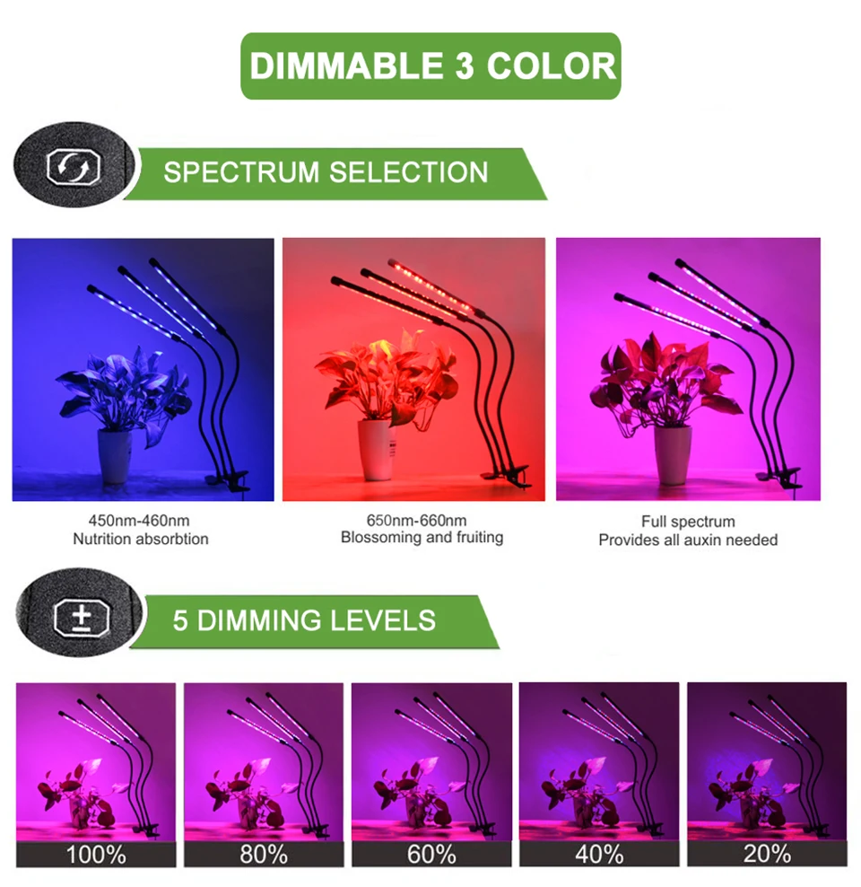 Led Grow Light 9W 18W 27W Timer Phyto Lamp For Plants Full Spectrum Grow Box Light USB 5 Dimmable For Indoor Plant Seedlings led (5)