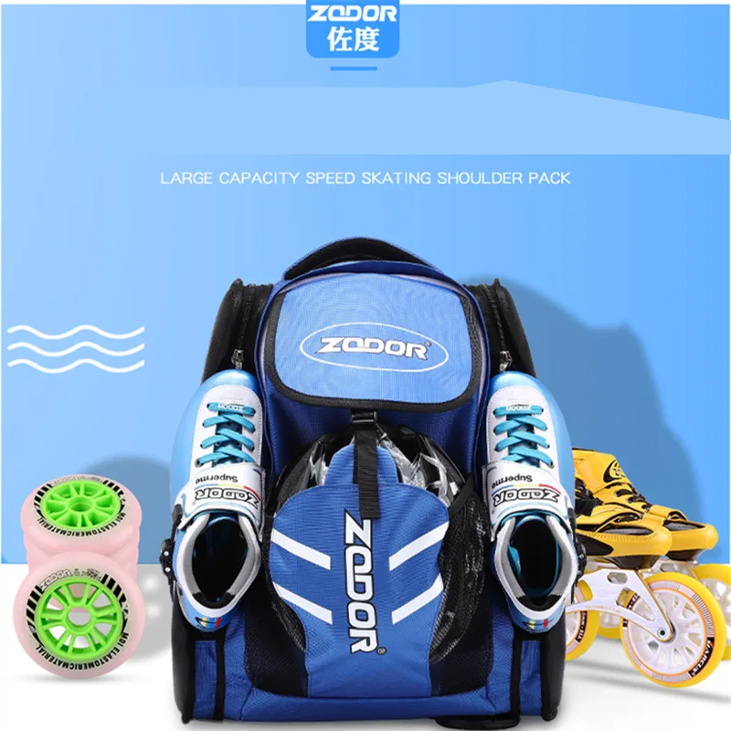 ZODOR-mochila para patines de velocidad, bolsa de transporte diaria impermeable para patines, 4x90, 4x100, 4x110, contenedor azul y rojo, Original