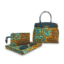 Новое поступление моды настоящая мягкая новая восковая ткань с женской сумочкой набор африканская Анкара восковая сумка для шитья h190821