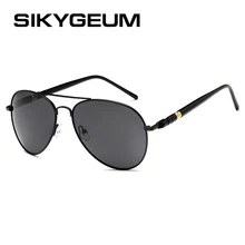 Sikygum, Ретро стиль, Овальный Металл, для вождения, поляризационные солнцезащитные очки для мужчин,, фирменный дизайн, UV400, Авиатор, солнцезащитные очки для мужчин