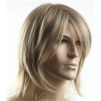 

HAIRJOY Male Synthetic Hair Wig Medium Length Straight Cosplay Wigs Heat Resistant Fiber