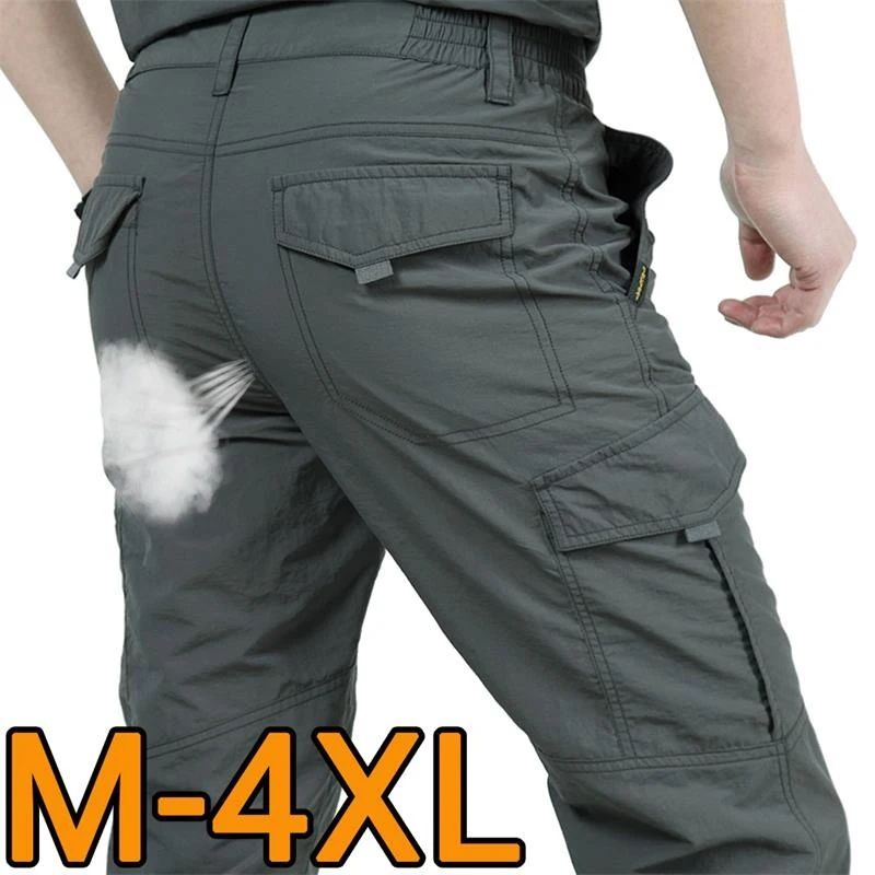 Online Multi Tasche Cargo Hosen Männer Arbeit Atmungsaktiv Schnell Trocknend Armee Männer Hosen Casual Sommer Herbst Lose Militärische Taktische Hose Männlichen