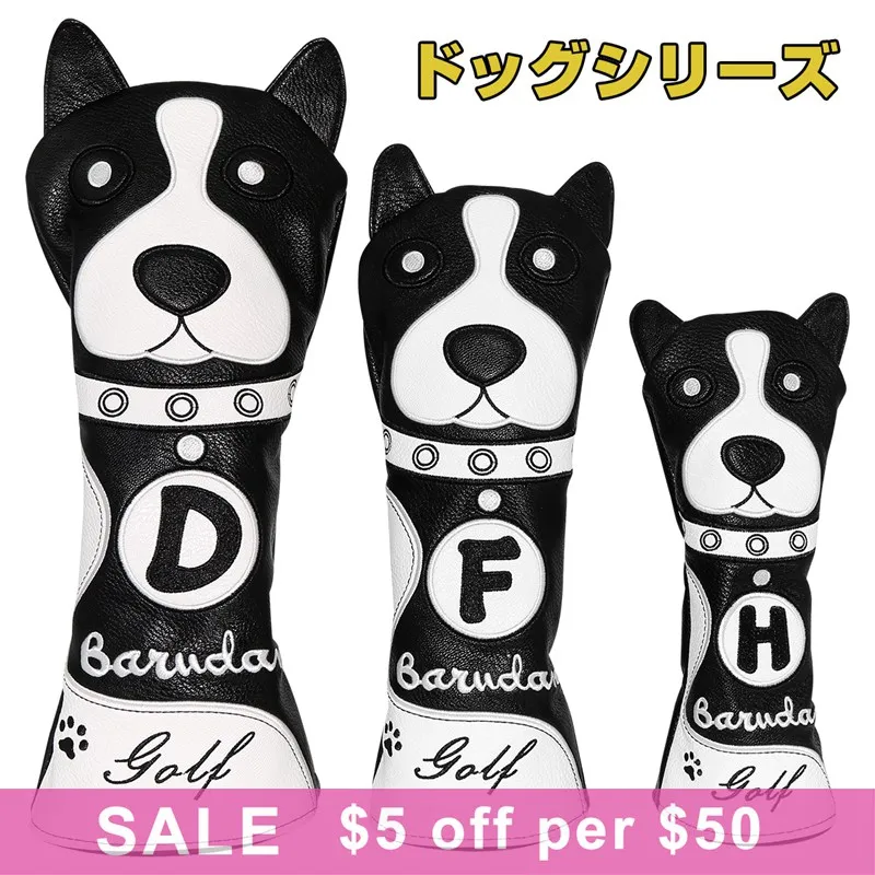 

Golf Club Headcover Set Cute Dog Golf Wood Cover 1 3 5 Driver Fairway Rescue Hybrid Headcovers with tag Free Shipping
