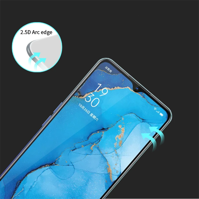 2 шт для OPPO A91 стекло закаленное пленка клей покрытие 9H HD жесткий экран протектор