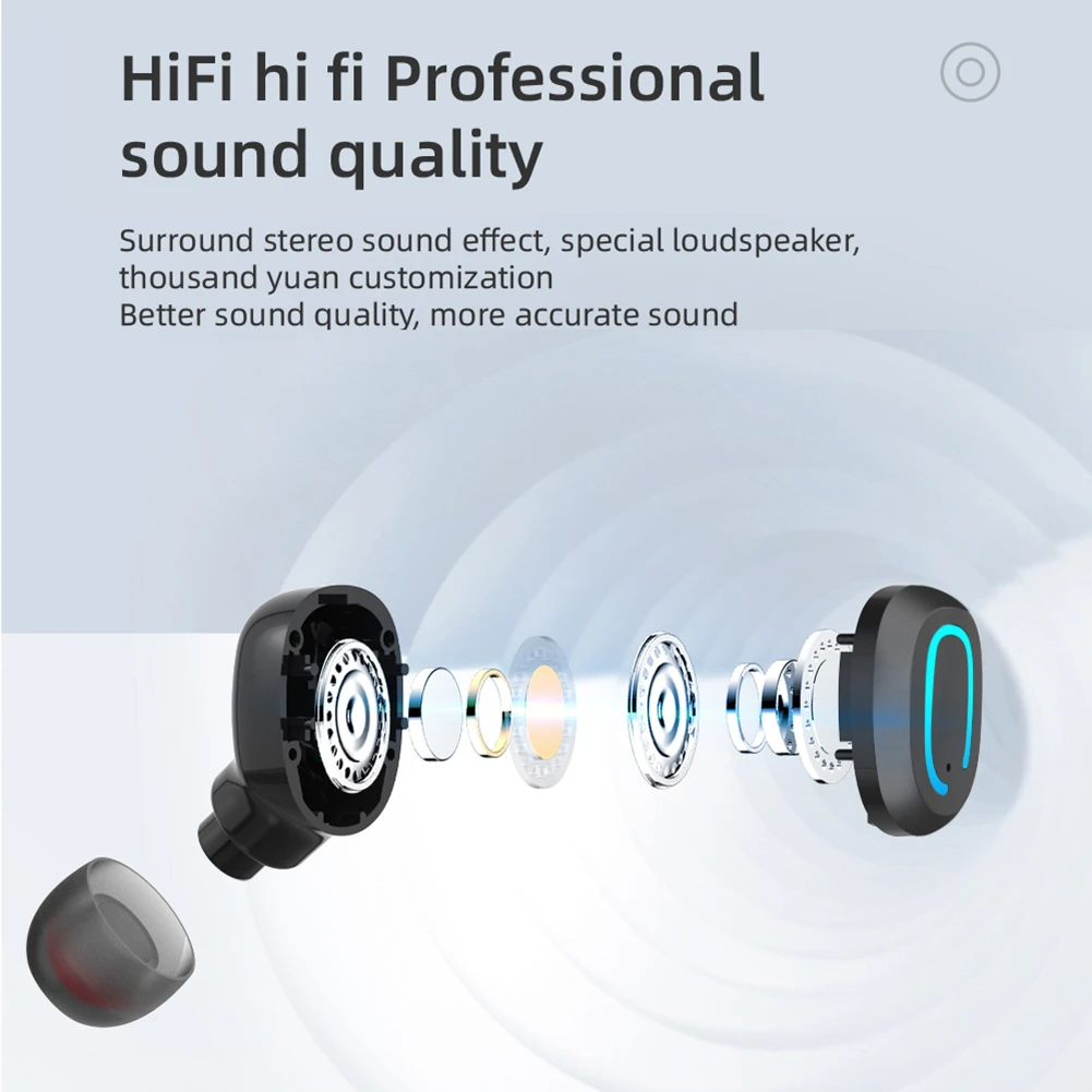 Bluetooth 5 0 Wireless Headphones LED Display HIFI Sounds Handsfree Sports Earbuds Noise Canceling Stereo Game Earpiece
