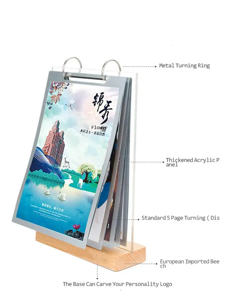 

A5 /A4/A6 Acrylic Restaurant Table Menu Sign Holder Display Stand With Poster Menu Paper Frame