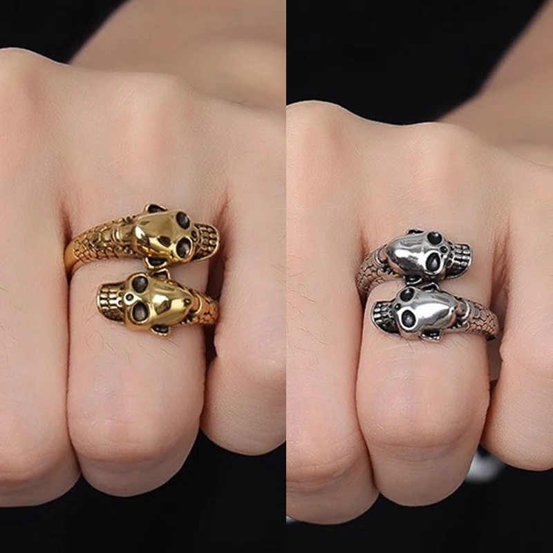 

Retro Punk Exaggerated Snake Ring Fashion Personality Stereoscopic Opening Adjustable Ring Animal Jewelry