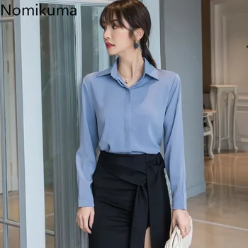 

Nomikuma Women Blouses Korean Office OL Chiffon Tops 2020 Spring Summer Long Sleeve Shirts Ladies Formal Blusas Femininas 3Z262