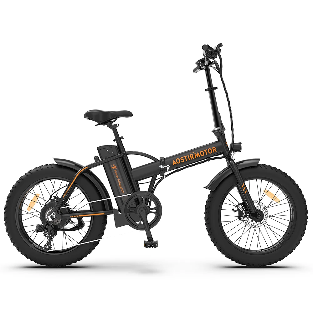 AOSTIRMOTOR 500W Ebike Folding Lithium Battery 36V 13Ah Electric Bicycle 20 Inch Fat Tire Mini Bafang Bike Adult