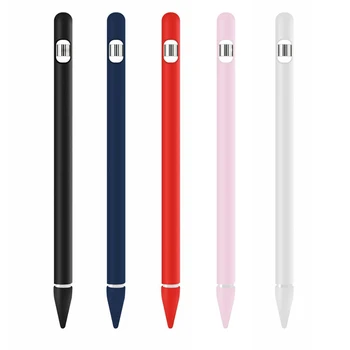 

Plain Color Soft Silicone Case For Apple Pencil Compatible Case For iPad Tablet Touch Pen Stylus Protective Sleeve Cover Shell