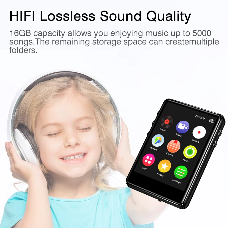 REDANT MP3 плеер Bluetooth 2 4 дюймов полный сенсорный экран со встроенным динамиком FM