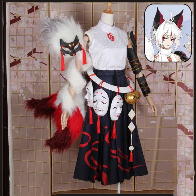 Индивидуальный размер SSR Onmyoji Hakuzosu костюм кимоно для косплея платье wafuku Униформа костюмы для Хэллоуина аниме одежда COS топ+ брюки+ хвост