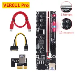 Câble USB 3.0 pour carte graphique, 60cm, V011 Pro PCIE Riser 011, PCI E Express, GPU 1X à X16, 10 condensateurs 