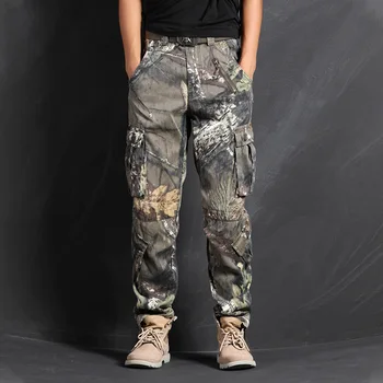 

6XL Plus Size Mens Tactical Cargo Pants Multi-pocket Bionic Camo Outdoor Hiking Hunting Trousers Military Fans Straight Overalls