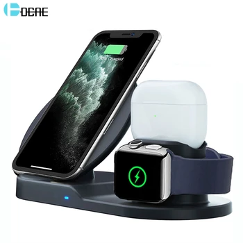 

DCAE 3 in 1 Charger Stand for iPhone 11 8 X XR XS 10W Qi Fast Wireless Charging Dock Station For Apple Watch 5 4 3 2 Airpods Pro