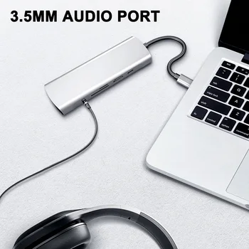

10-in-1 Type C to HDMI VGA USB Hub Adapter Converter TF Card Reader for Laptop PC Computer HSJ-19