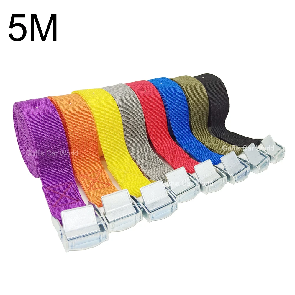 5M Cargo Straps With Buckle Tie-Down Belt for Motorcycle Car Bicycle Metal Tow Rope Strong Ratchet Fixing Belt for Luggage Bag