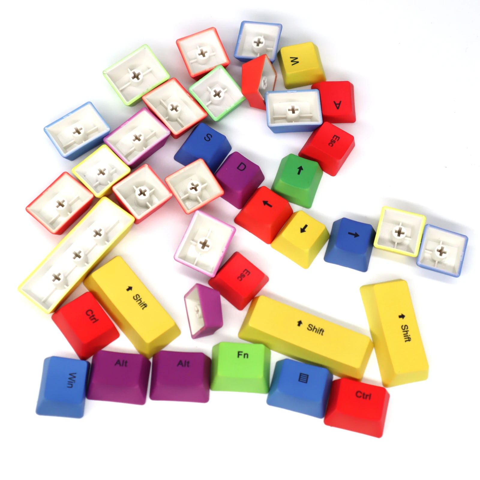 

Universal Mechanical Keyboard New OEM Profile PBT RGBY Modifiers Heat Sublimation Color Key Cap WASD Directional Keycaps