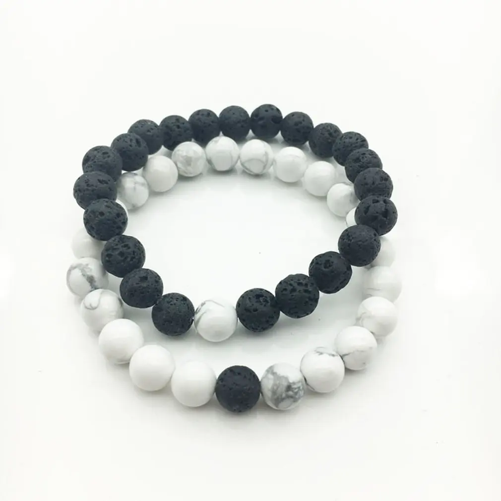 Пара расстояние браслет Лава вулканический камень белая сосна 8 мм рок бусины