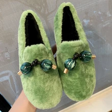 Зимние женские лоферы на меху; женская обувь на плоской подошве; балетки; водонепроницаемые мокасины; желтые балетки без шнуровки на платформе; теплая женская обувь на плоской подошве