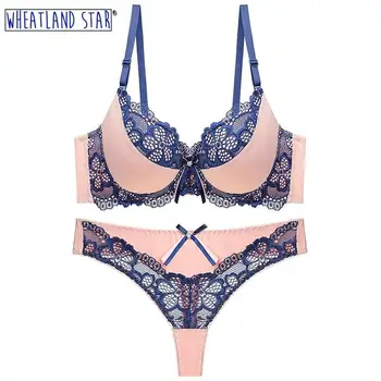 Lingerie Femme Sexy Erotique Sexy Lace Bra and Panty Set Underwire Push Up Bra and Thong Set Intimate Underwear Women's Lingerie lace sheer lingerie thong bra set