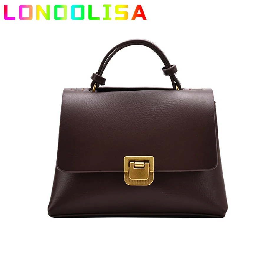 Vintage Pure Color Tote Bag Fashion PU Leather Women's Designer Handbag High Capacity Shoulder Messenger Bag leather handbag women handbags
