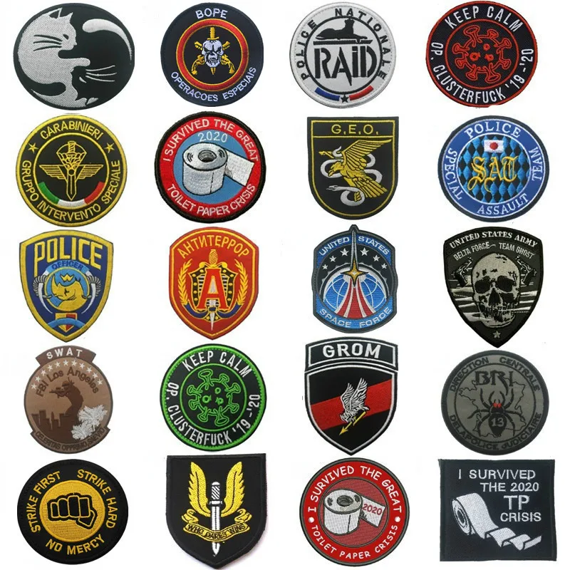 1PCS Military Embroidery patches badge Emblem hook Patch Embroidered armband 
