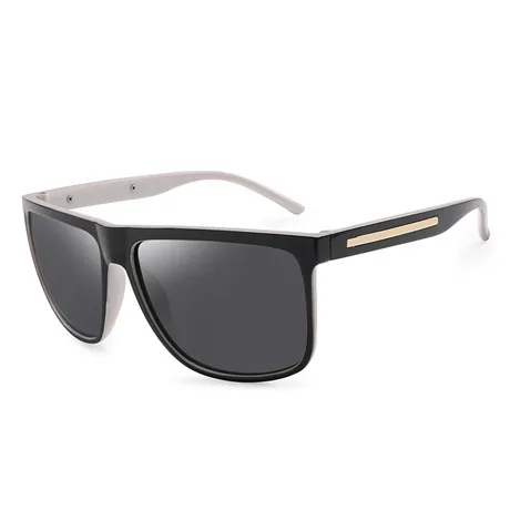 Glitztxunk квадратные Мужские поляризационные солнцезащитные очки Классические брендовые солнцезащитные очки для мужчин UV400 вождения черные очки Oculos Masculino - Цвет линз: black white black