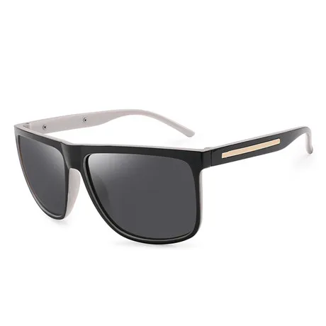 black white black Glitztxunk квадратные Мужские поляризационные солнцезащитные очки Классические брендовые солнцезащитные очки для мужчин UV400 вождения черные очки Oculos Masculino - Цвет линз: black white black