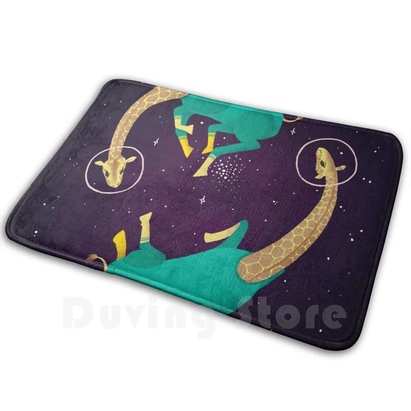 Giraffe Spaziali Morbido Tappetino Antiscivolo Tappeto Cuscino Spazio Giraffe Animali Spazio Animali Scifi Pittura Carino Galleggiante