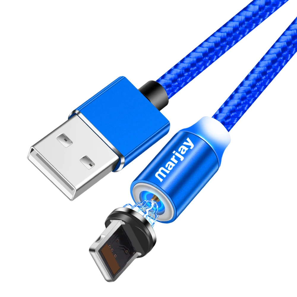 Магнитный кабель Marjay type-C для samsung A50, быстрая зарядка, Micro USB кабель для Xiaomi, huawei, магнитное зарядное устройство, USB шнур для iPhone 7 - Цвет: Blue for iPhone