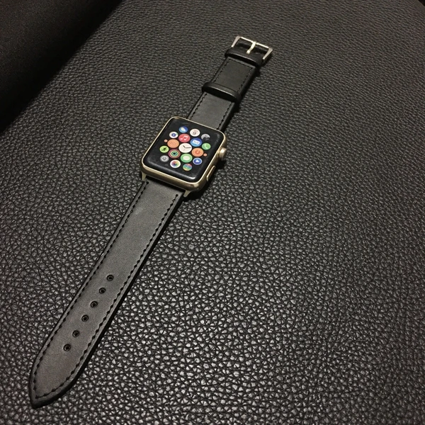 Репутация первый для Apple Watch кожаный ремешок серии 1 2 3 4 5 для iWatch ремешок 42 мм 38 мм 40 мм 44 мм - Цвет ремешка: Черный