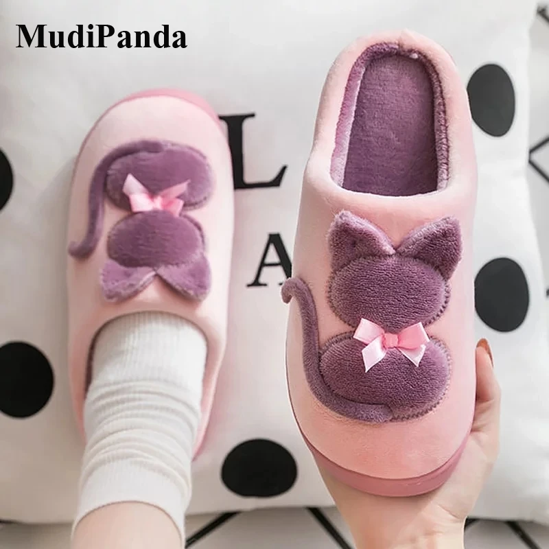 MudiPanda/тапочки для девочек Сезон зима 2020 года Короткие плюшевые тапочки с милым