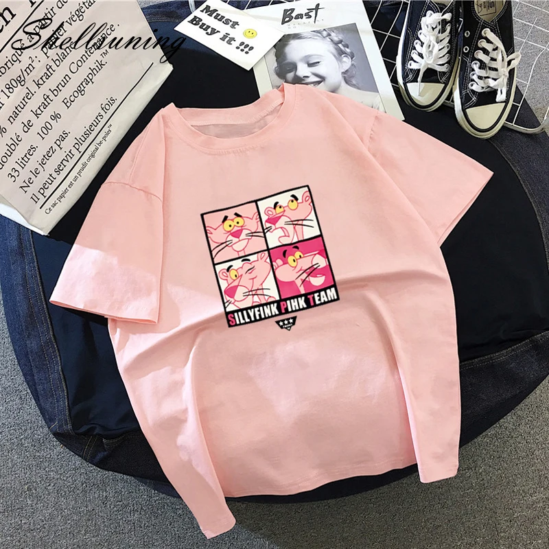 Shellsuning/женская футболка с круглым вырезом и мультипликационным принтом Летняя