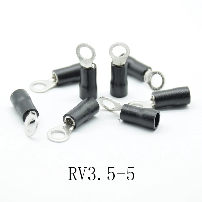 50 шт. черное кольцо обжимной изоляции RV3.5-4 RV3.5-5 RV3.5-6 3,5-8 жильный кабель соединитель AWG - Цвет: 50 RV3.5 -5