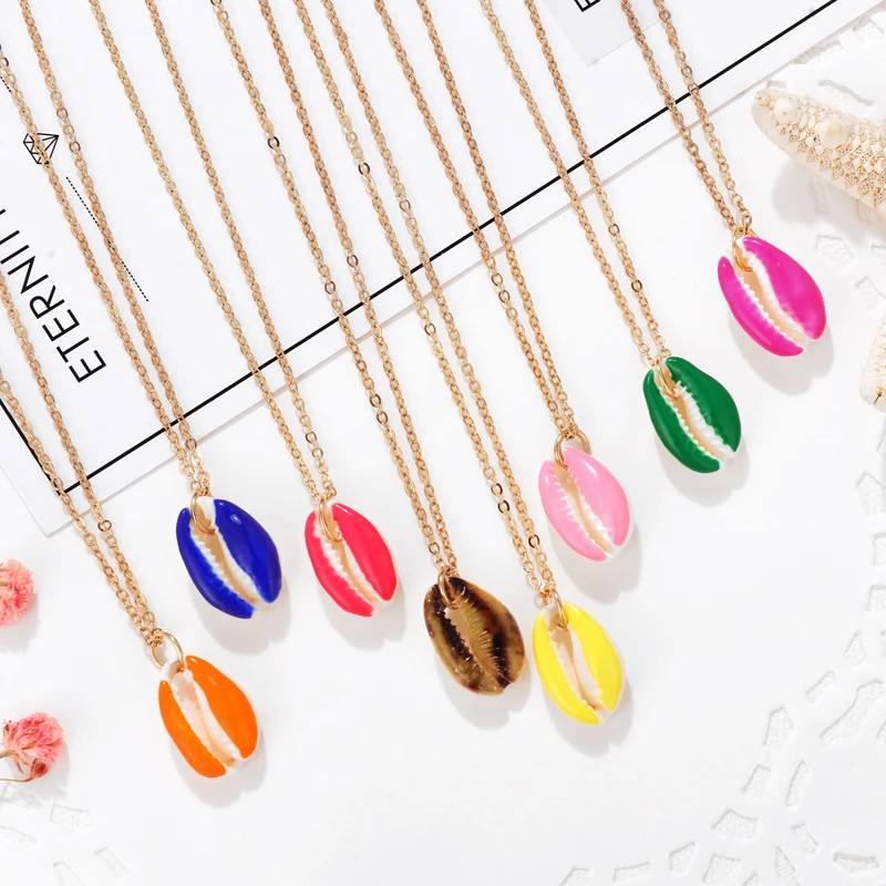 

2019 Bohemian Pendant Necklace Woman Jewelry for Party Cute Long Seashell Necklaces Gift for Women Metal Necklaces Chain Jewelry