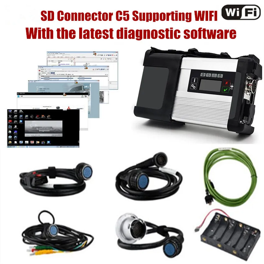 

A+++ Quality OBD connector MB STAR C5 star diagnostic SD C5 and HDD or SSD with 2019 09V software support WIFI and Free shipping