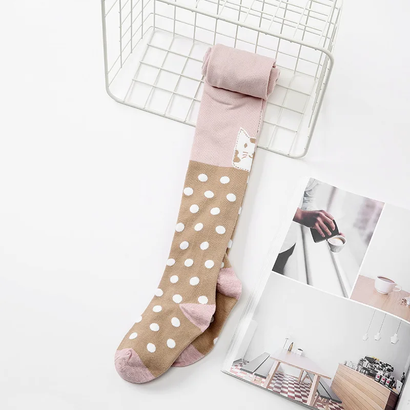 Pink Колготки для девочек; детские колготки; чулки с котом с героями мультфильмов; детские трикотажные колготки из хлопка; милые чулки; мягкие брюки для младенцев - Цвет: Pink